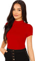 Women Red Round Neck Half Sleeves T-Shirt